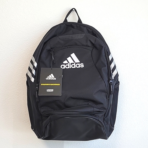 Adidas Stadium II Soccer Backpack - Black/Silver/Neon Yellow